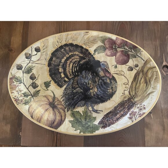 Oval Pottery Barn Fresco Turkey Platter XL 22" Thanksgiving Heirloom - Picture 1 of 5
